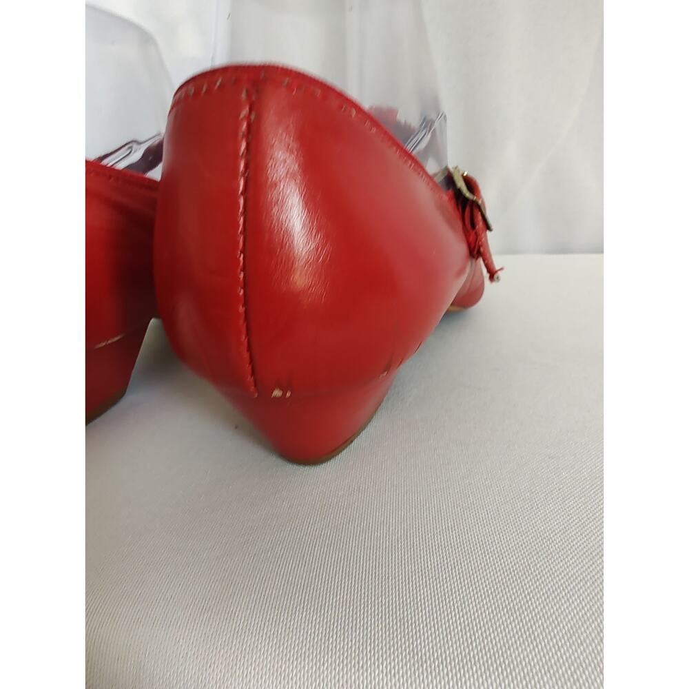 Leo's Dance Wear Rockabilly Women’s Red Leather T-Strap Dance Shoes, Low Heel - Picture 11 of 16